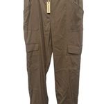 Max Studio Women's Soft Twill Cargo Jogger Pant Beige Tan Size Large NWT Photo 0