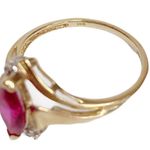 Womens 10K Yellow Gold Pink Clear Topaz or Sapphire Marquise Cut Ring Size 7 Photo 3