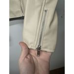 Nine West Women’s  Faux Leather Moto Jacket Size Small Cream Zip Pockets Photo 10