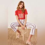 Reformation Roper Grenada White Red Blue Stripe Straight Crop Jeans 26" Photo 1