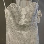 Oleg Cassini  satin lace strapless trumpet beaded wedding‎ dress 6 Photo 4