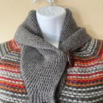 Woolrich  Lambswool Cardigan Sweater Womens Small Charcoal Gray Fair Isle Nordic‎ Photo 3