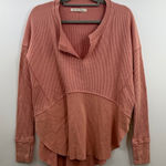 Free People We the Free Monterey Thermal Shirt  womens XS oversized pink V-neck Photo 0