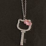 Hello Kitty  Pink Crystal Key Necklace. NWOT. 24” 925 chain. Super Sparkly. Photo 0