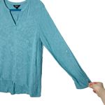 Vera Wang Simply Vera Sutton Blue Jacquard Asymmetric Hem Blouse Photo 3