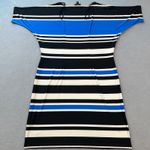 R&K Midi Dress Plus Size 1X Womens Striped Blue Black Boat Neck Dolman Sleeve Photo 1