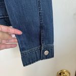 Chico's  Womens Blue Jean Denim Jacket Size 1/Medium Dark Wash Stretch Cotton Photo 4