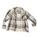 Reiss Amira Light Ground Check Viscose Blend Button Shirt In Cream Size 4 Photo 4