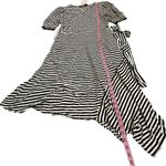 Karl Lagerfeld Paris Belted Striped Pouf Sleeve Round Neck Midi Fit Flare Dress Photo 6