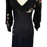 Jean Paul Gaultier Vintage Floral Hummingbird Kimono Sleeve Mesh Mini Dress Black Size L Photo 0
