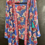 Pioneer Woman Blue Floral Shark Bite Kimono‎ Size L/XL Size L Photo 0