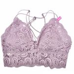 PINK - Victoria's Secret VS PINK Lavender Purple Longline Crochet Lace Padded Bralette Photo 0