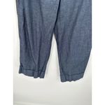 Brooks Brothers Womens Linen Blend Wide Leg Crop Pants Size 6 Denim Striped Photo 2