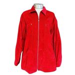 Talbots  Women's Size‎ Medium Corduroy Full Zip Shacket Shirt Red Cotton Layering Photo 1
