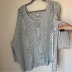 American Rag  Sweater Women's Size XL V-neck Open Cable Knit Grey Oversized Photo 2