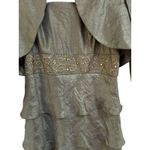 David's Bridal Champagne Hammered Shimmer Tiered Ruffle Beaded Jacket Dress 14 Photo 5