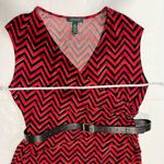 Ralph Lauren Red Black Chevron Faux Wrap Sleeveless Belt Dress 2X Photo 8