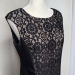 London Style  Black Lace Panel Midi Sheath Dress Women’s Sz 12 Sleeveless Pencil Photo 5
