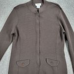 Talbots  Silk Cardigan Womens M Brown Knit Button Down Faux Pockets Sweater Photo 12