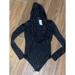 Versace Jersey Hooded Bodysuit in Black 36 4 New Womens Long Sleeve Top Photo 4