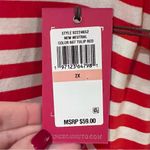 Vince Camuto Short Sleeve Crew Neck Stripe Tee in Tulip Red & White Plus Size 2X Photo 9