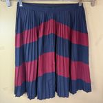 J.Crew J.‎ Crew Pleated Skirt Size 4 Striped Navy Burgundy Career Party Photo 2