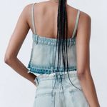 ZARA NWOT  Cropped Cami‎ Skirt Effect Crop Denim Spaghetti Straps Tank Top S Photo 1