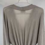 VICI Shimmering Silver Champagne midi deep V- neck slit Dress S NYE party event Photo 3