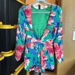 Lulus Sweetest Song Green Floral Print Backless Long Sleeve Romper Size XS Photo 6