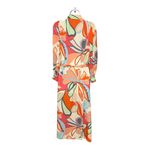 Alexis Abstract Puff Sleeve Button Front Chiffon Maxi Dress w/Waist Tie Small Photo 5