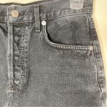 AGOLDE  Quinn High Rise Raw Hem Button Fly Black Denim Mini Skirt Photo 4