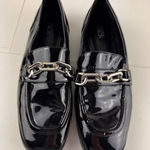 Nordstrom Rack  Black Patent Loafers Chain Detail Womens Size 7.5 Retro Y2K Photo 0