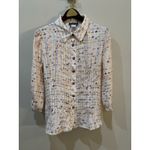 Peruvian Connection ‎ Silk Geometric Button Down Blouse Pleated Size 14 Photo 1