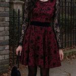 Gabby Skye  Dress Size 4 Dark Pink With Velvet Floral Pattern Whimsy Goth Photo 0
