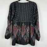 Art And Soul Top Women Small Black Red Paisley Split Neck Long Sleeve Tunic Boho Photo 4