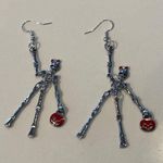 New Halloween Skeleton Fashion Earrings Silver Photo 1