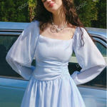 SheIn Ruched Tie Cuff Square Neck Lantern Sleeve Dress (Size 6/M) Photo 0