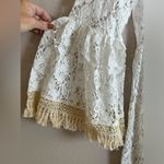 Beautiful Alessia Massimo Lace Fringe Sequin Tunic Dress Coverup Boho size S/M White Photo 3
