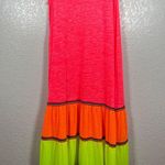 Pitusa Rainbow Maxi Dress Cover Up Womens Standard Neon Bright Tiered Beach Pink Size undefined Photo 5