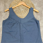 Nau Sleeveless Button Front Top Blouse Organic Cotton Silk in Blue Size M Size M Photo 4