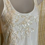 EXPRESS White Embellished Sequins Mesh Lace Trim Sleeveless Tank Top XS Photo 3