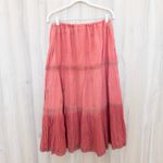 Relativity Womens Maxi Skirt Size XL Coral Embroidered Boho Tiered Cottage Fairy Photo 4