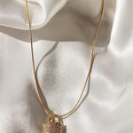 Boutique Gold Sparkle Lock On Snake Chain Necklace  Photo 0