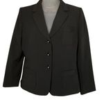 Tahari Arthur S. Levine Womens Petite Pinstripe Blazer 10P Black/Gray 3 Button L Black Photo 0