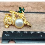Figural Faux Pearl Koala Bear Brooch Gold Tone Rhinestone Accents 1.5" Photo 5