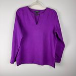 Ralph Lauren Lauren  Women’s size PL  Large Purple Roll Tab Sleeve 100% Linen Top Photo 10