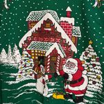 Vintage 90’s Festive Green Holiday Sweater with Santa and Snowman village size M Size M Photo 2