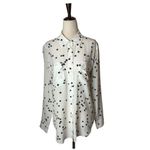 Equipment  Shirt Women Small White Black Star Silk Slim Signature Button Down Photo 1
