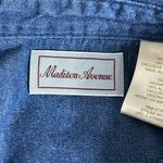 90’s Embroidered Denim Button Down Shirt with Holiday Berries, Leaves, sz Medium Blue Photo 8