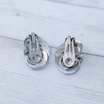 Vintage Clip On Earrings 1.25" Very Large Statement Silver Tone Stylish Artsy Photo 5